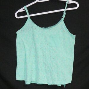 GEORGE | medium | Turquoise Floral Cami Top with Lace Trim | Chest Pocket
